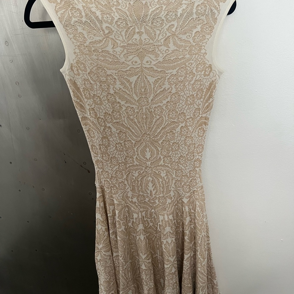 Alexander McQueen Cream Fit and Flare Midi Dress